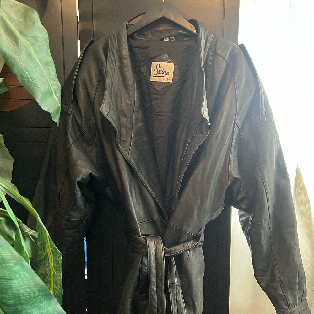 Black Leather Jacket With Belt